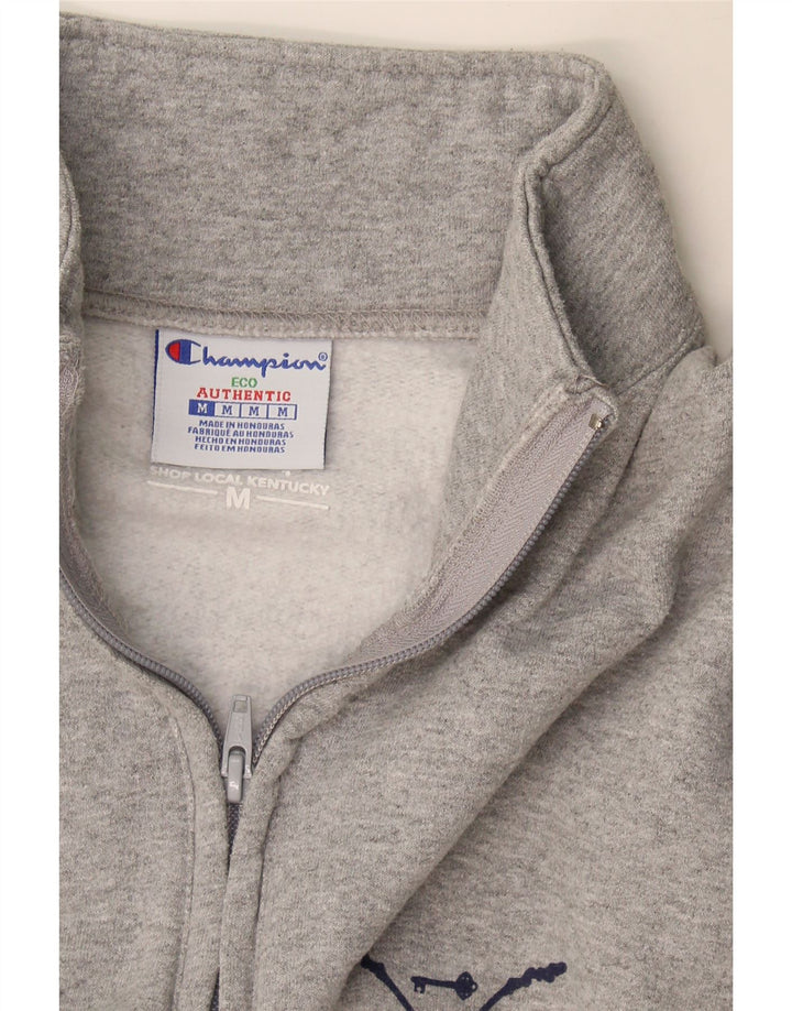 Champion Mens Zip Neck Sweatshirt Jumper Medium Grey Cotton