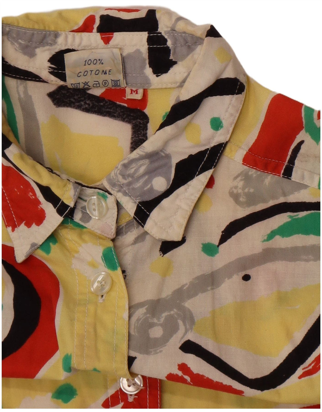 Vintage Womens Oversized Shirt Blouse UK 14 Medium Multicoloured Geometric