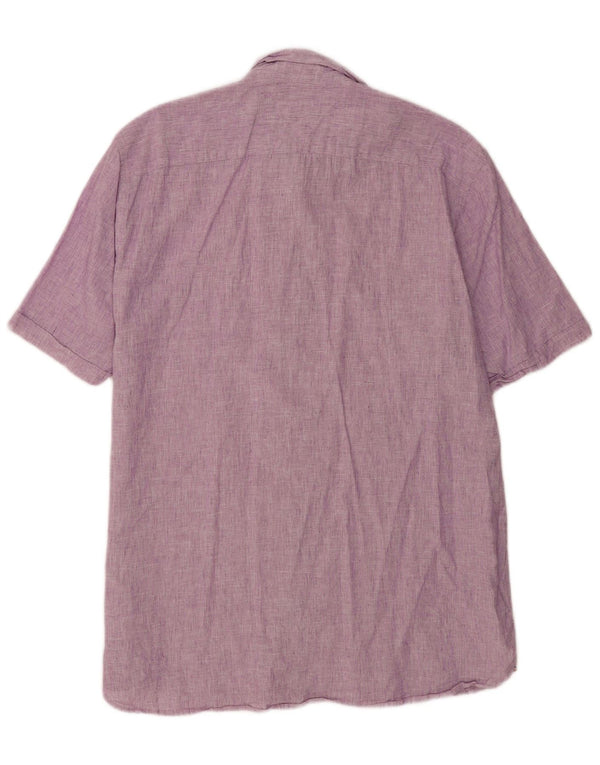 Tommy Hilfiger Mens Short Sleeve Shirt XL Purple Linen