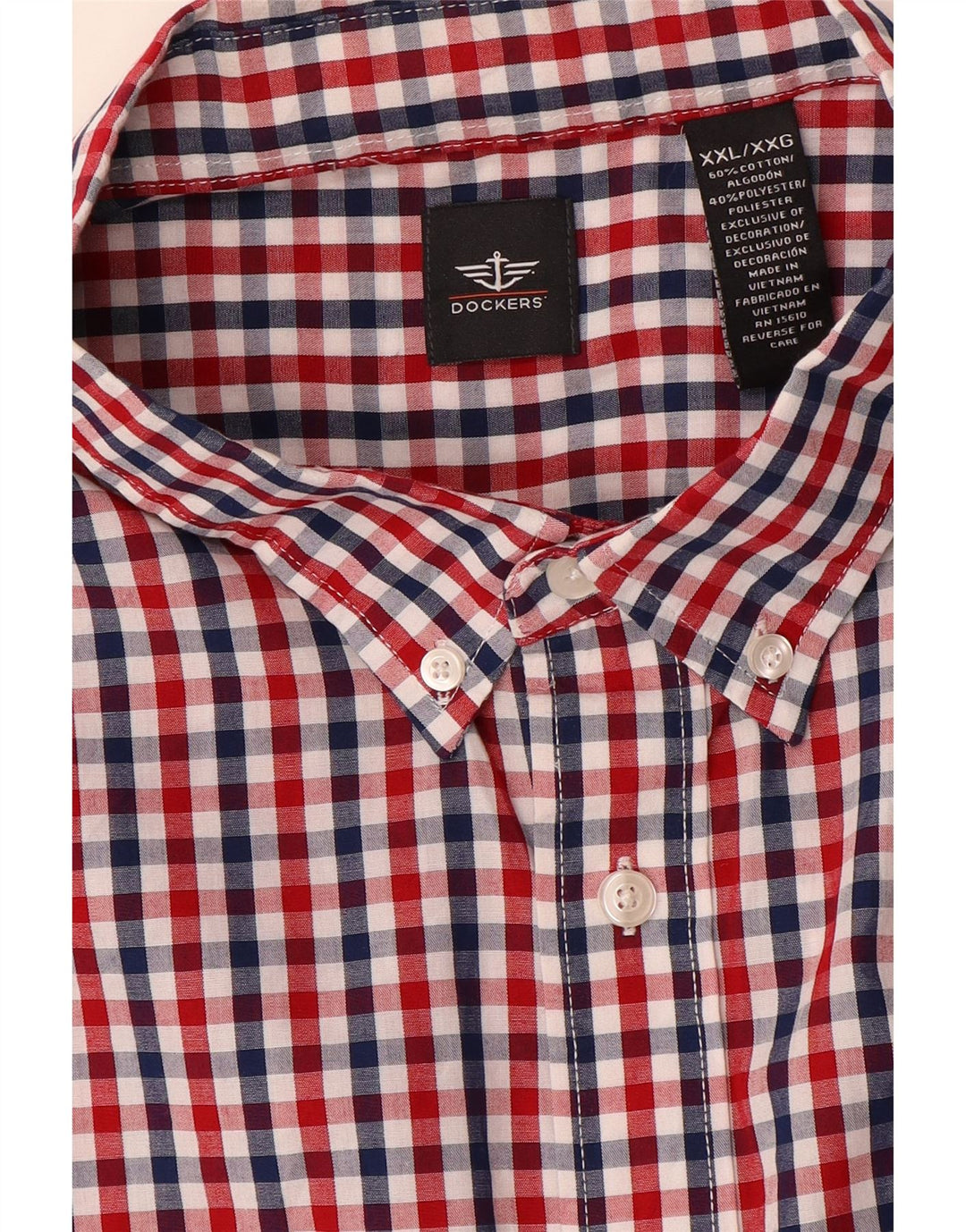 Dockers Mens Shirt 2XL Red Gingham Cotton