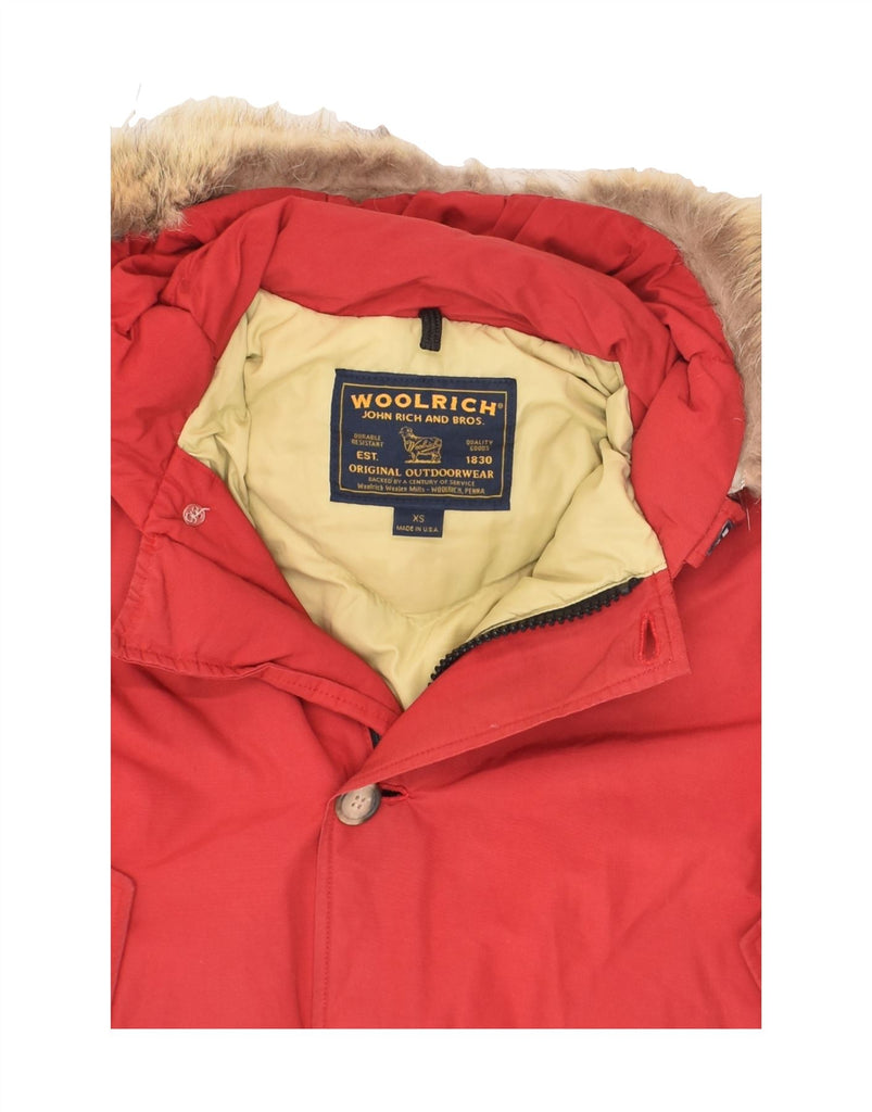 WOOLRICH Mens Hooded Padded Coat UK 34 XS Red Cotton | Vintage Woolrich | Thrift | Second-Hand Woolrich | Used Clothing | Messina Hembry 