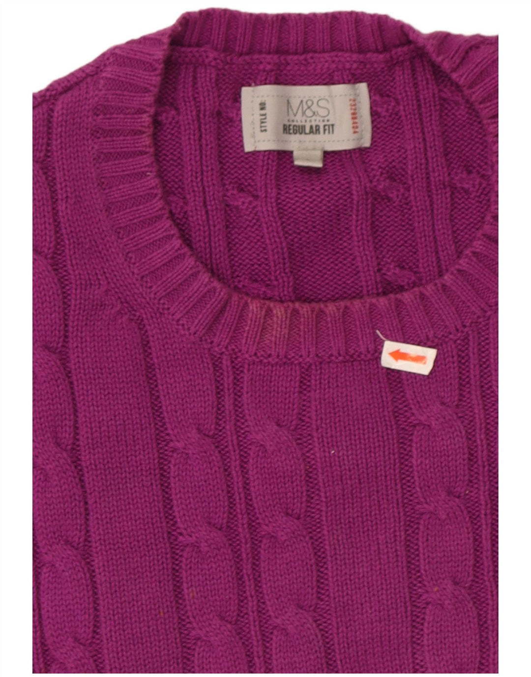 Marks & Spencer Mens Crew Neck Jumper Sweater Large Purple Cotton
