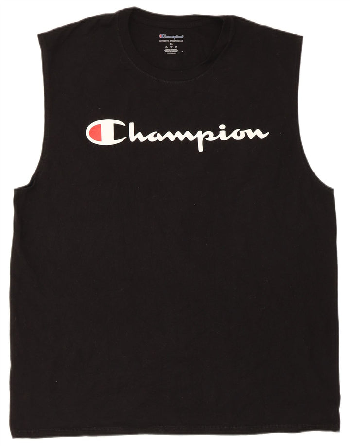 Champion Mens Graphic Vest Top XL Black Cotton