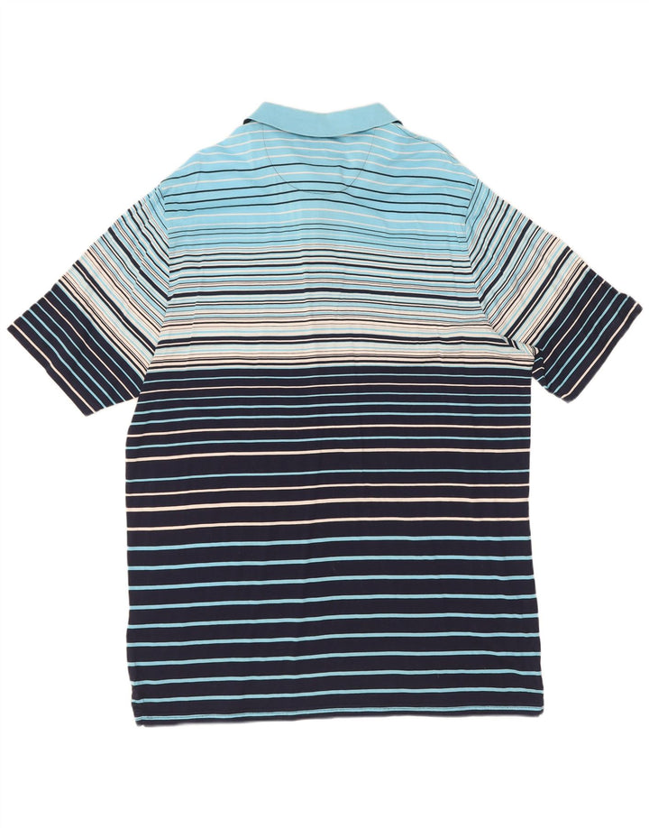 Marks & Spencer Mens Polo Shirt XL Blue Striped Cotton