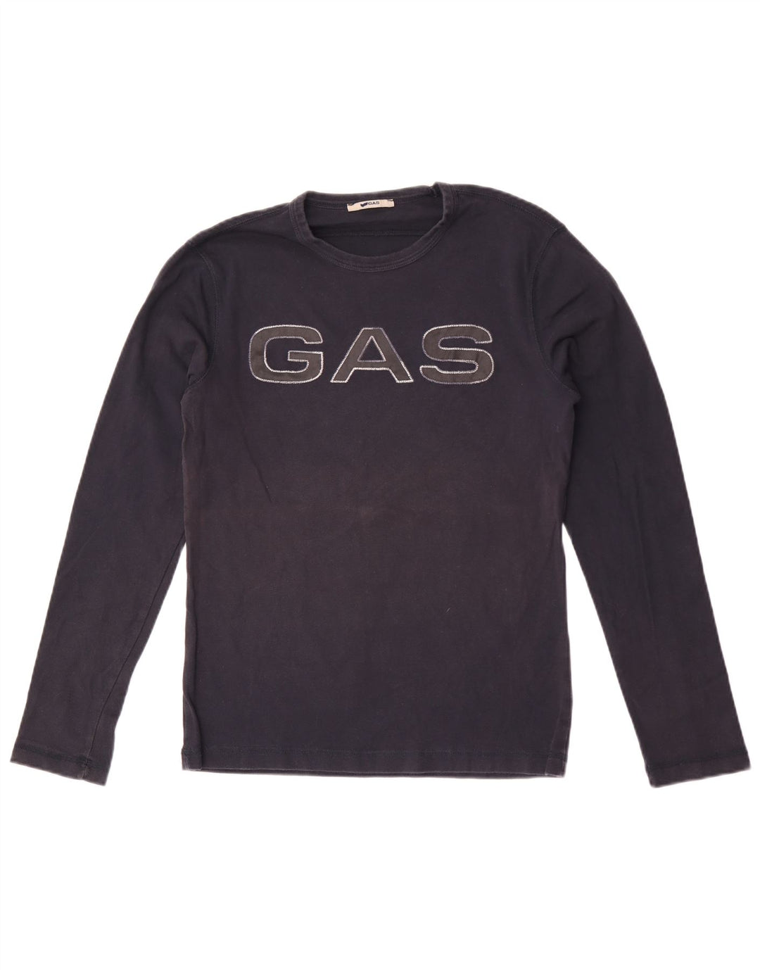 Gas Womens Graphic Top Long Sleeve UK 12 Medium Navy Blue Cotton