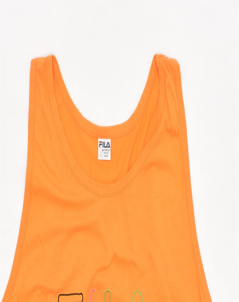 FILA Womens Graphic Vest Top UK 16 Large Orange | Vintage | Thrift | Second-Hand | Used Clothing | Messina Hembry 