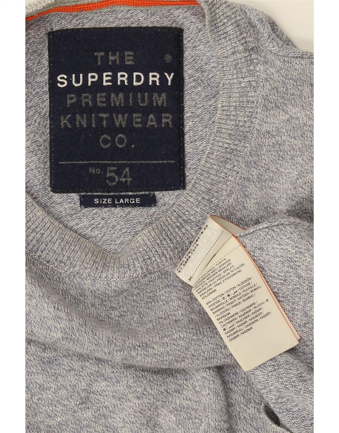 Superdry Mens Crew Neck Jumper Sweater Large Grey Cotton