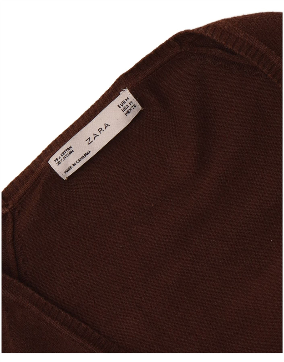 Zara Womens Cardigan Sweater UK 12 Medium Brown Cotton