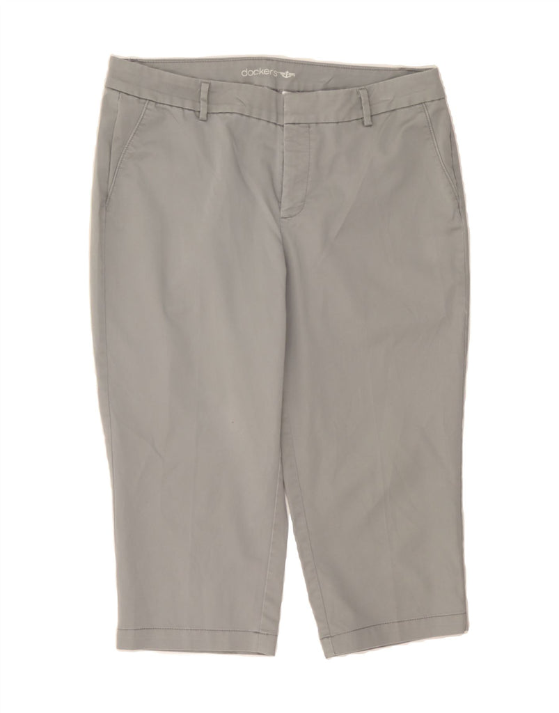 DOCKERS Womens Straight Capri Trousers US 14 XL W36 L20 Grey Cotton Vintage Dockers and Second-Hand Dockers from Messina Hembry 