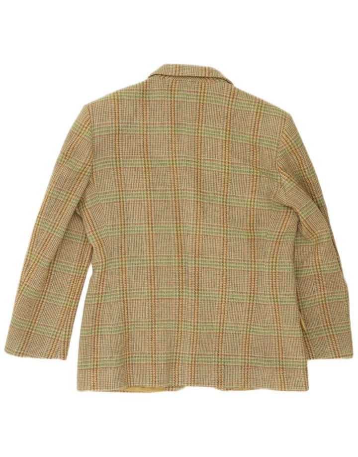 Henry Cottons Womens 3 Button Blazer Jacket IT 44 Medium Green Houndstooth