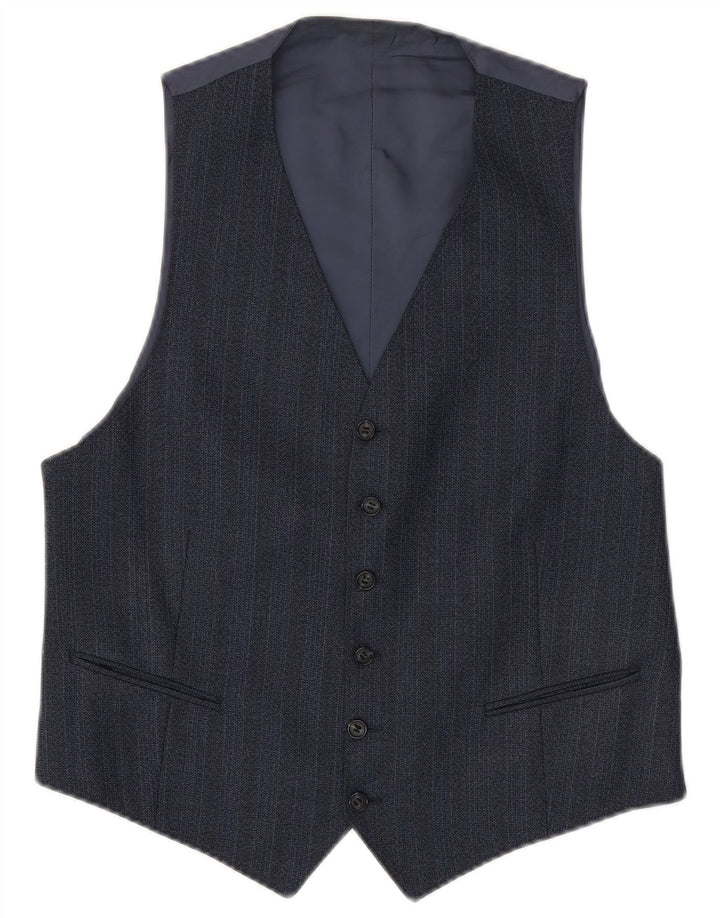 Vintage Mens Waistcoat Small Navy Blue Pinstripe