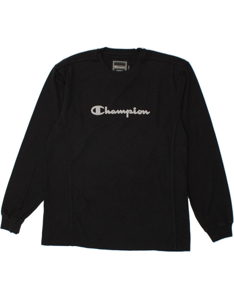 CHAMPION Mens Graphic Top Long Sleeve 2XL Black Cotton Vintage Champion and Second-Hand Champion from Messina Hembry 