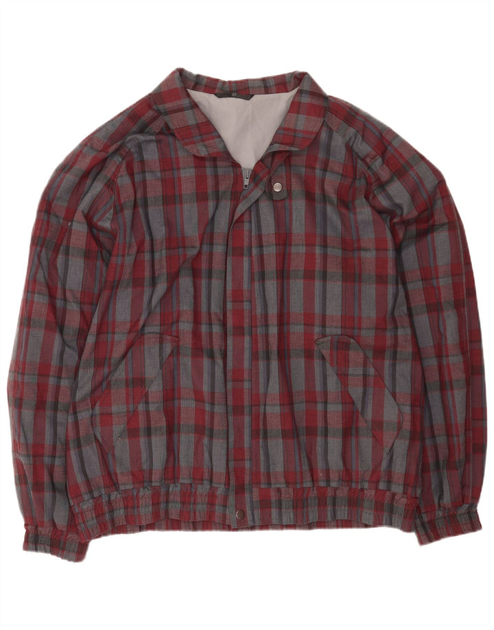 Vintage Mens Bomber Jacket UK 42 XL Red Check Polyester