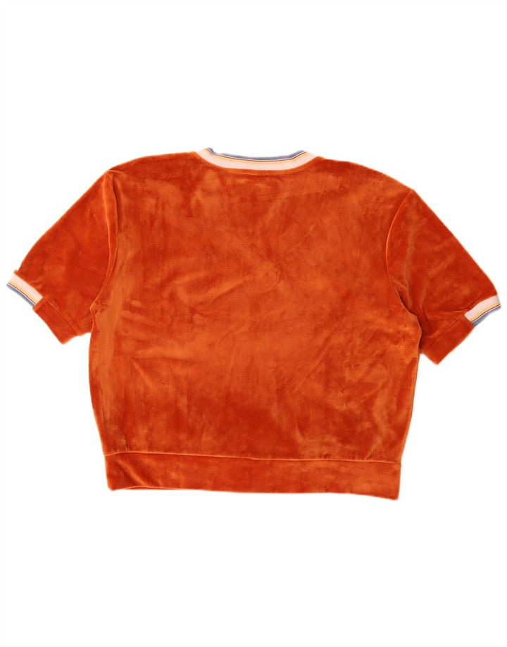 Benetton Womens Velvet Oversized Blouse Top UK 16 Large Orange Polyester