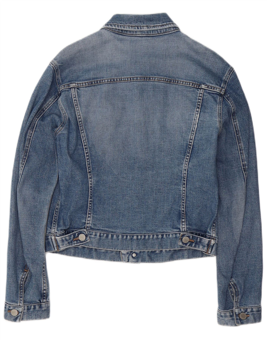 Benetton Womens Crop Denim Jacket UK 10 Small Blue