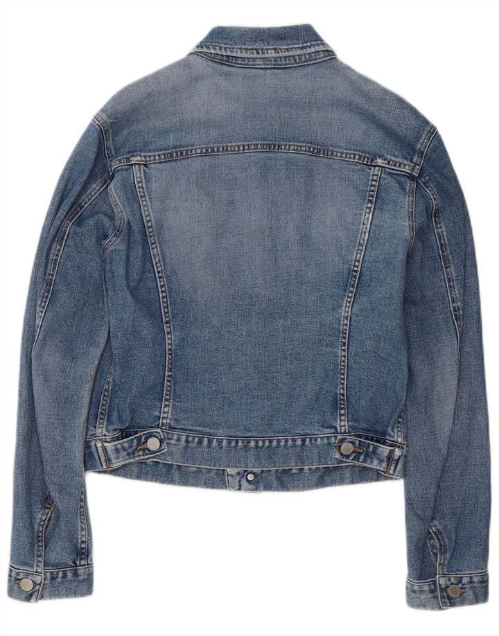Benetton Womens Crop Denim Jacket UK 10 Small Blue
