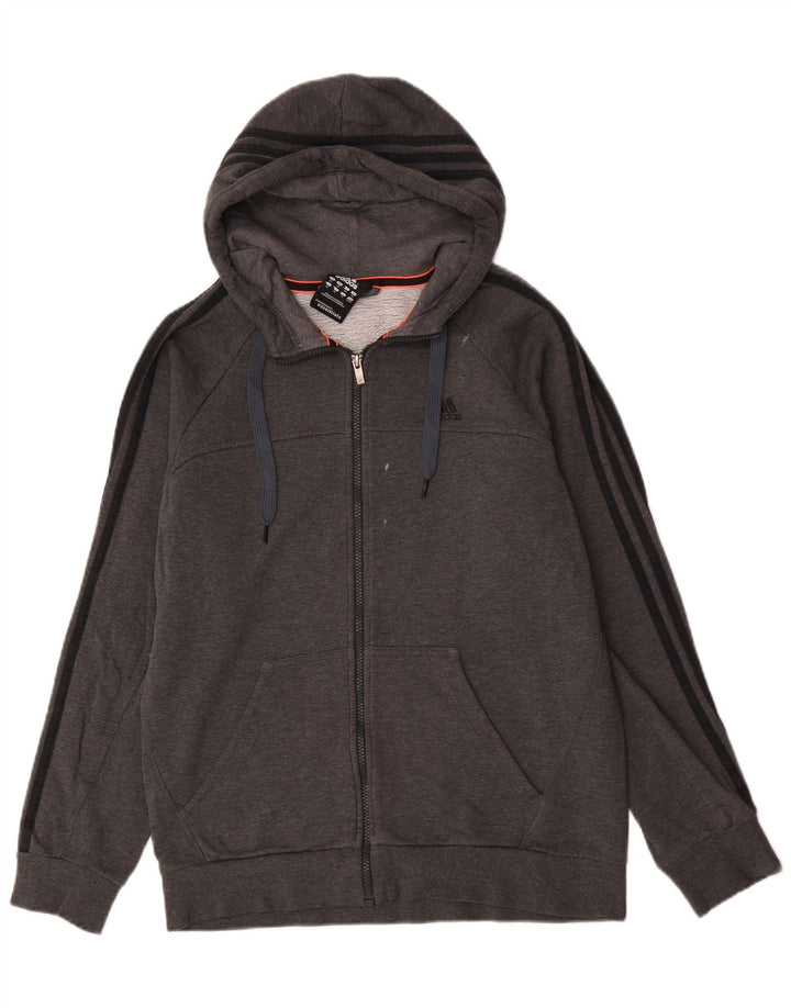 Adidas Mens Zip Hoodie Sweater Medium Grey Cotton