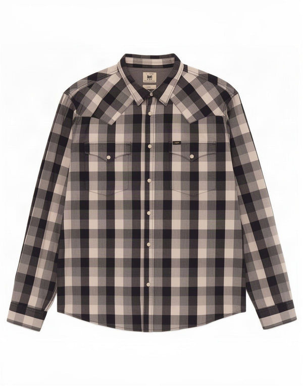 Lee Mens Slim Fit Shirt 2XL Navy Blue Gingham Cotton