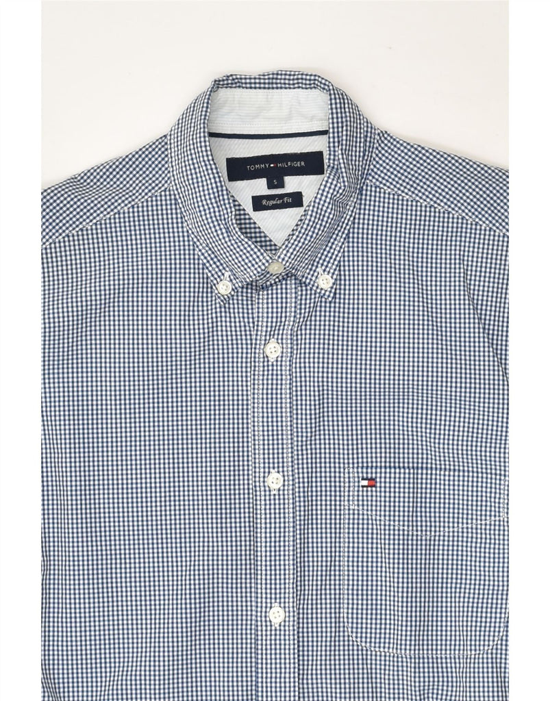 TOMMY HILFIGER Mens Regular Fit Shirt Small Blue Gingham Cotton | Vintage Tommy Hilfiger | Thrift | Second-Hand Tommy Hilfiger | Used Clothing | Messina Hembry 