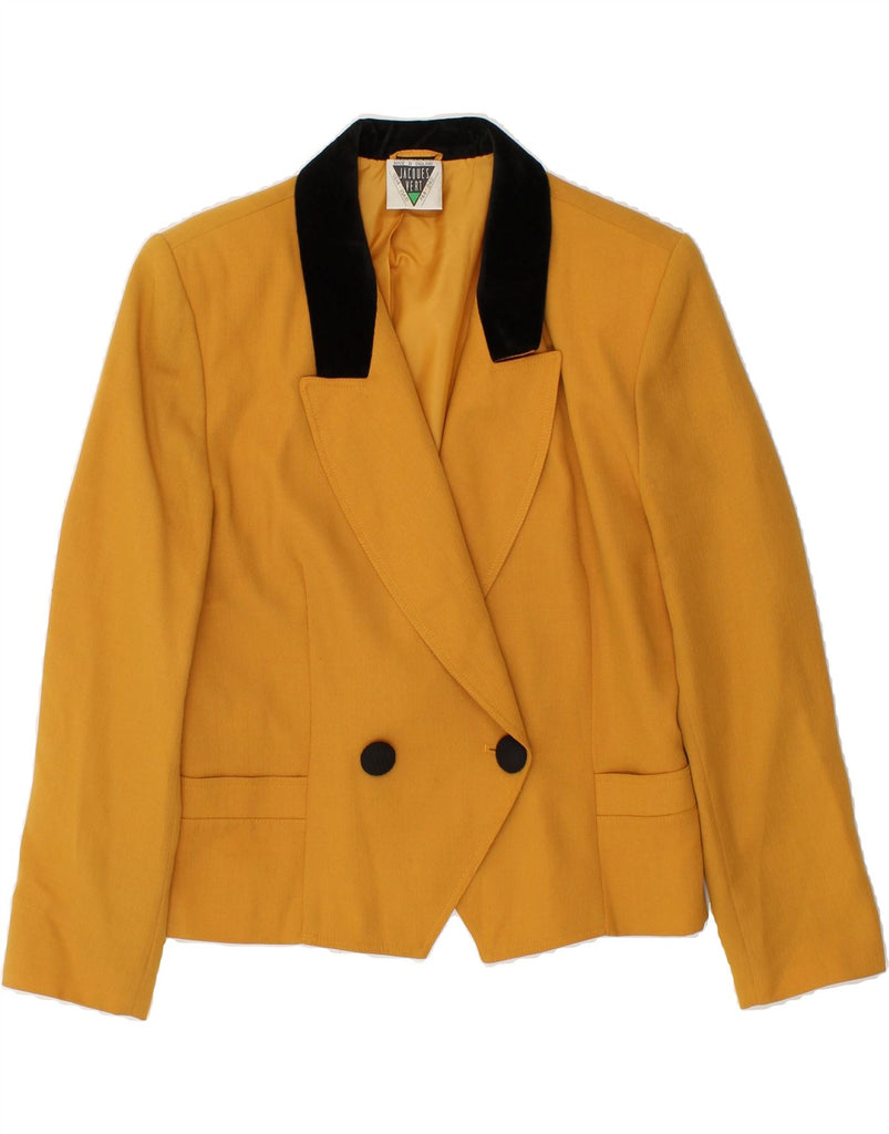 JAQUES VERT Womens Double Breasted Blazer Jacket UK 14 Large Yellow | Vintage Jaques Vert | Thrift | Second-Hand Jaques Vert | Used Clothing | Messina Hembry 