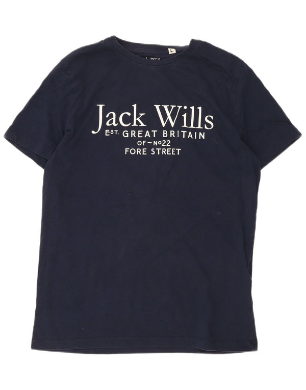 Jack Wills Boys Regular Graphic T-Shirt Top 14-15 Years Navy Blue Cotton