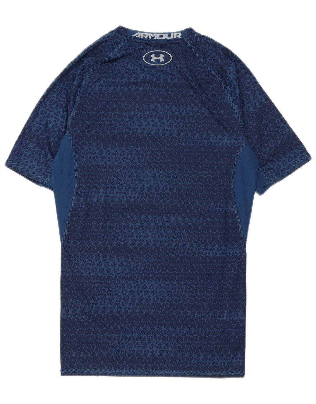 Under Armour Mens Heat Gear T-Shirt Top Medium Navy Blue Geometric