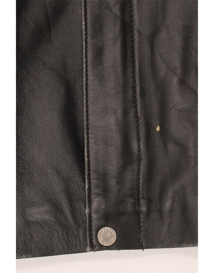 Vintage Mens Regular Fit Leather Jacket UK 40 Large Black