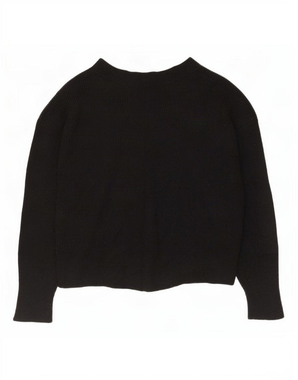 Zara Womens Oversized Boat Neck Jumper Sweater UK 10 Small Black