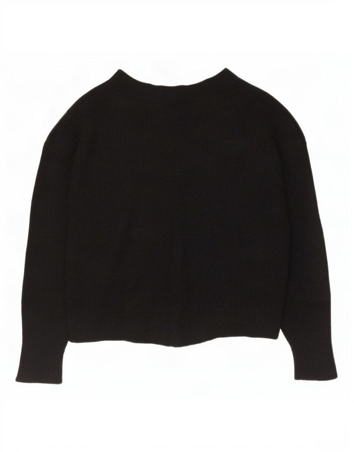 Zara Womens Oversized Boat Neck Jumper Sweater UK 10 Small Black