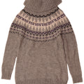 Marks & Spencer Womens Roll Neck Jumper Sweater UK 12 Medium Grey Fair Isle