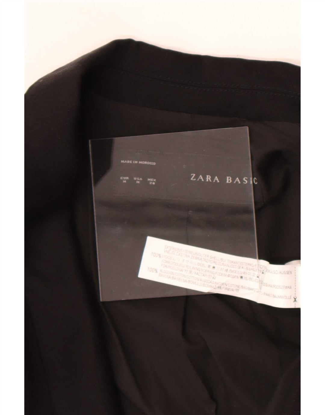 Zara Womens 3/4 Sleeve Open Blazer Jacket UK 14 Medium Black Lyocell