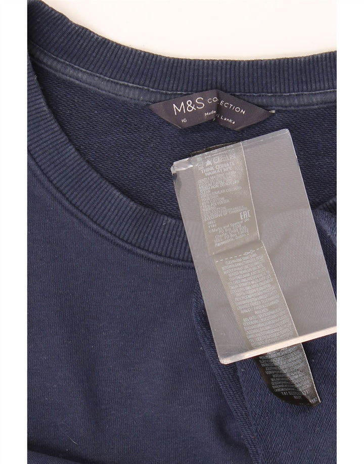 Marks & Spencer Womens Sweatshirt Jumper UK 16 Large Navy Blue Cotton