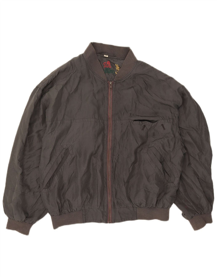 Vintage Mens Bomber Jacket UK 38 Medium Grey Silk