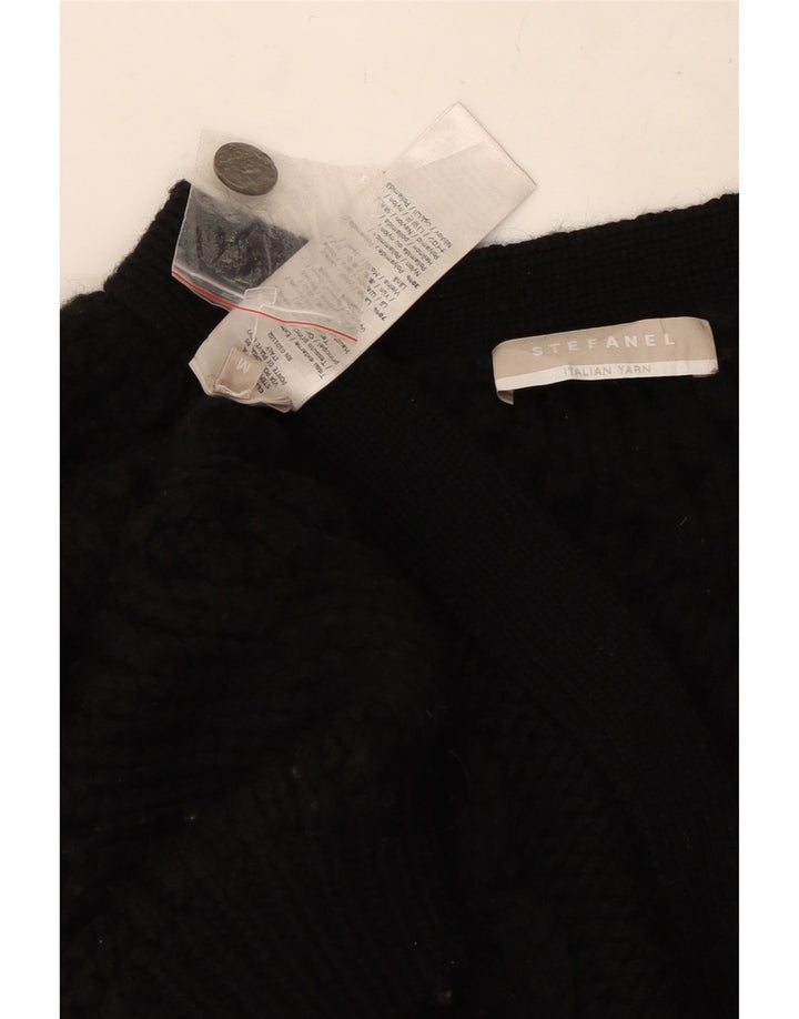 Stefanel Womens Cardigan Sweater UK 14 Medium Black Wool