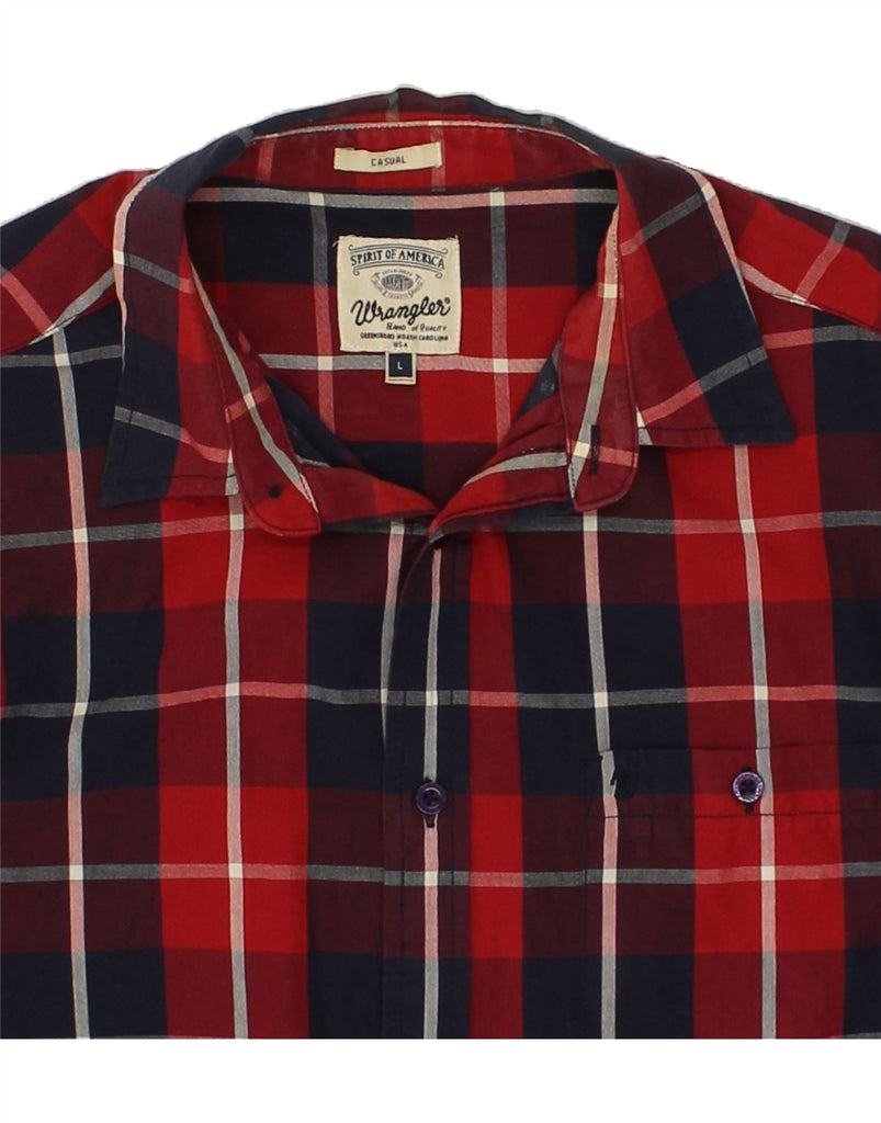 WRANGLER Mens Casual Shirt Large Red Check Cotton | Vintage Wrangler | Thrift | Second-Hand Wrangler | Used Clothing | Messina Hembry 