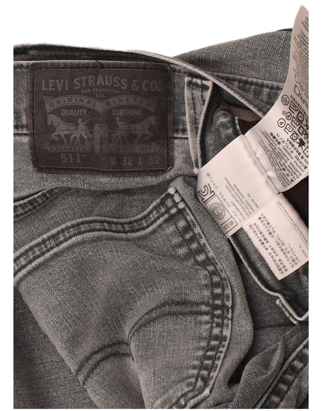 Levi's Mens 511 Slim Jeans W32 L32 Grey Cotton