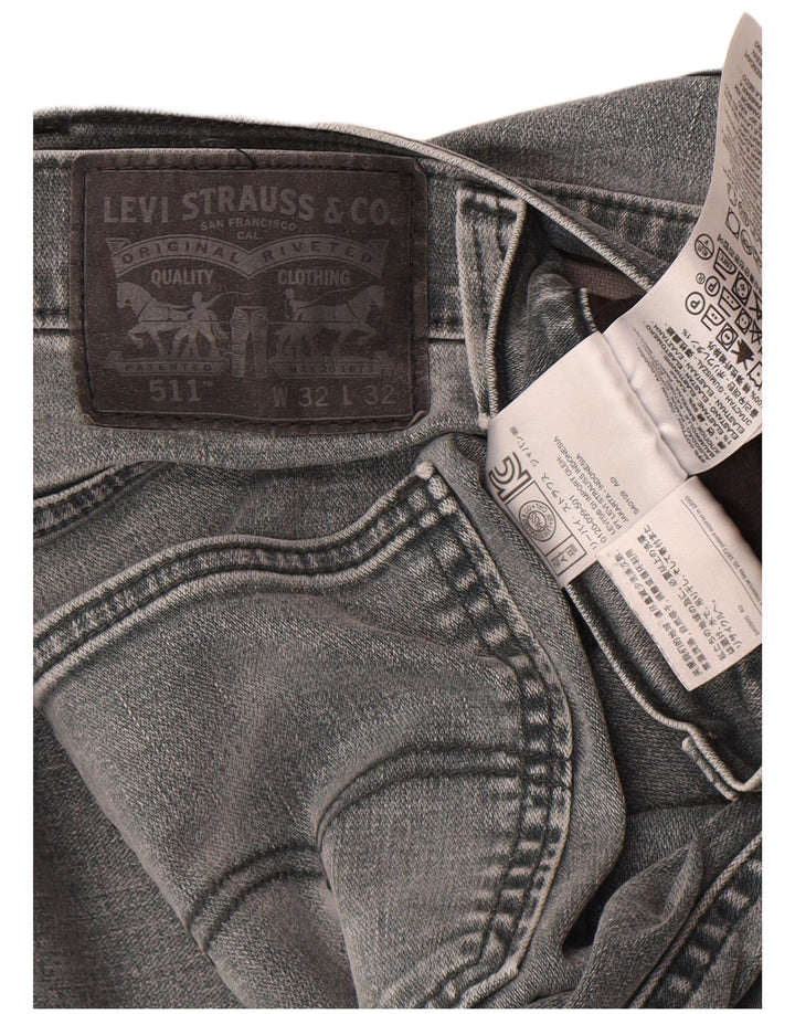 Levi's Mens 511 Slim Jeans W32 L32 Grey Cotton