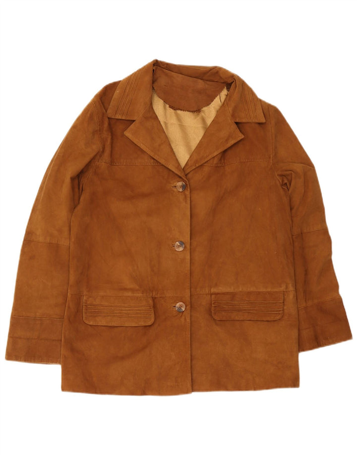 Vintage Mens Suede Jacket IT 44 XS Brown Leather