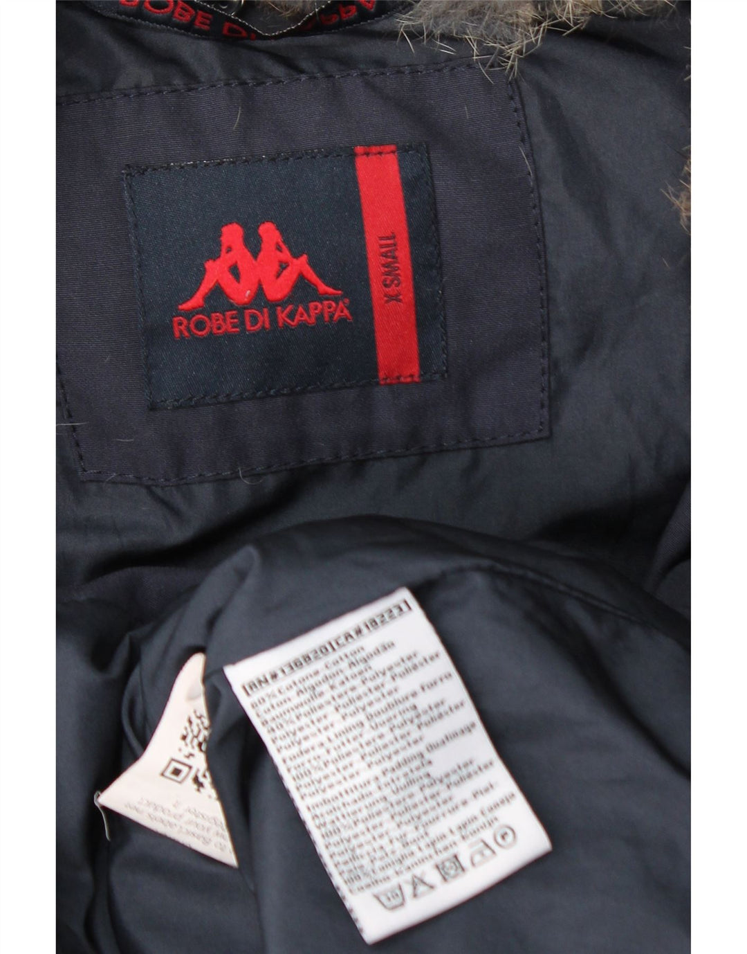 KAPPA Womens Hooded Padded Jacket UK 6 XS Navy Blue Cotton