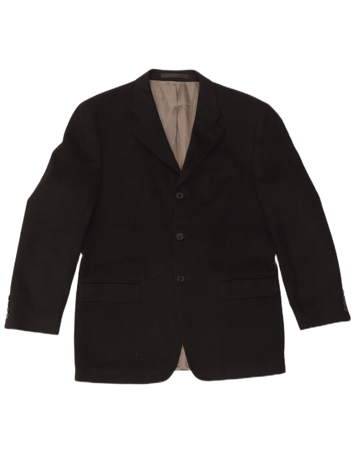 Marks & Spencer Mens 3 Button Blazer Jacket UK 38 Medium Black Wool