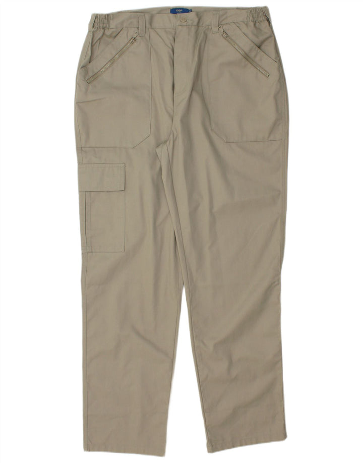 COTTON TRADERS Mens Straight Cargo Trousers W36 L30 Grey Polyester