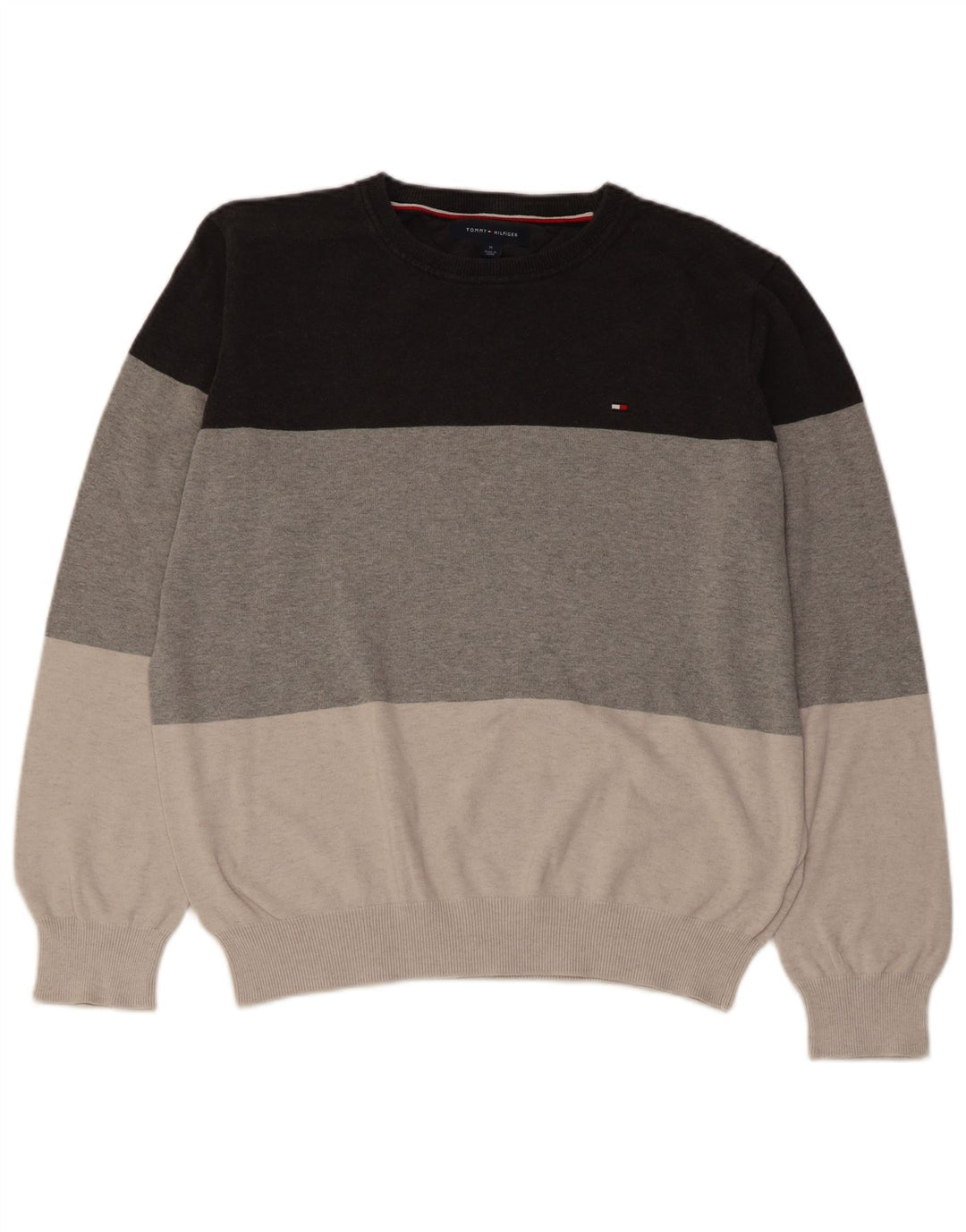 TOMMY HILFIGER Mens Crew Neck Jumper Sweater Medium Multicoloured
