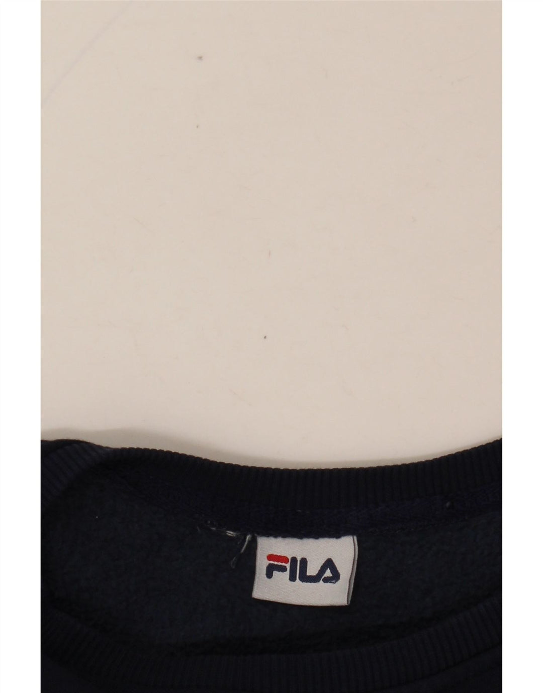 FILA Womens Graphic Sweatshirt Jumper UK 12 Medium Navy Blue Colourblock