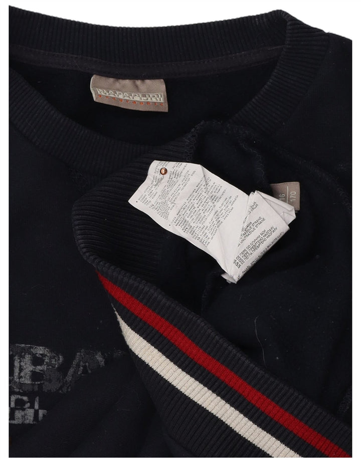 Napapijri Boys Graphic Sweatshirt Jumper 15-16 Years Navy Blue Cotton