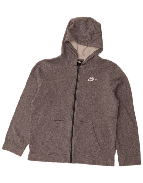 Nike Boys Zip Hoodie Sweater 13-14 Years XL Grey Cotton