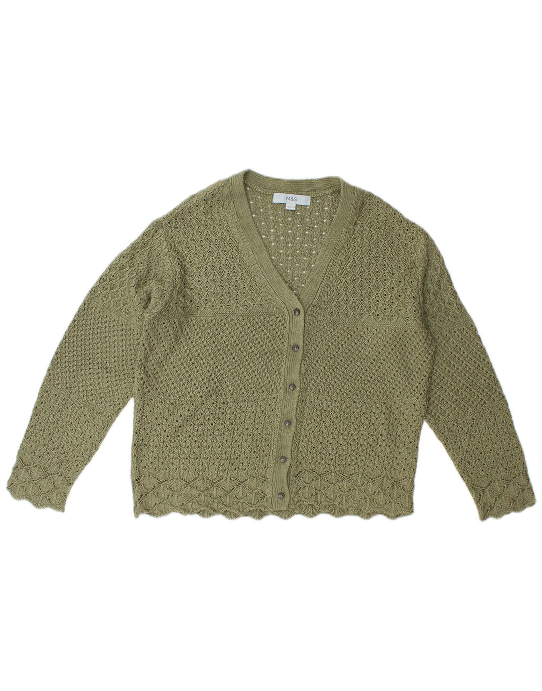 Marks & Spencer Womens Oversized Cardigan Sweater UK 10 Small Green