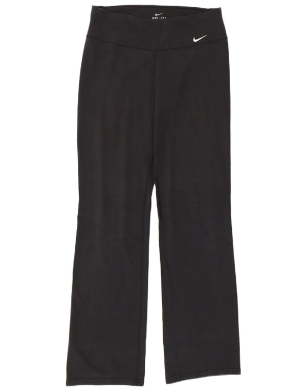 Nike Womens Dri Fit Tracksuit Trousers UK 12 Medium  Black Cotton