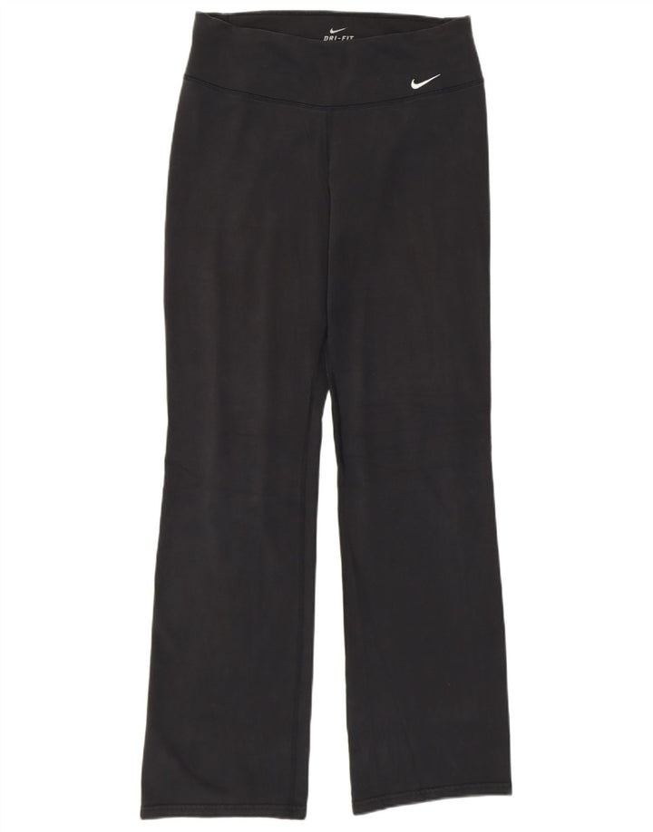 Nike Womens Dri Fit Tracksuit Trousers UK 12 Medium  Black Cotton