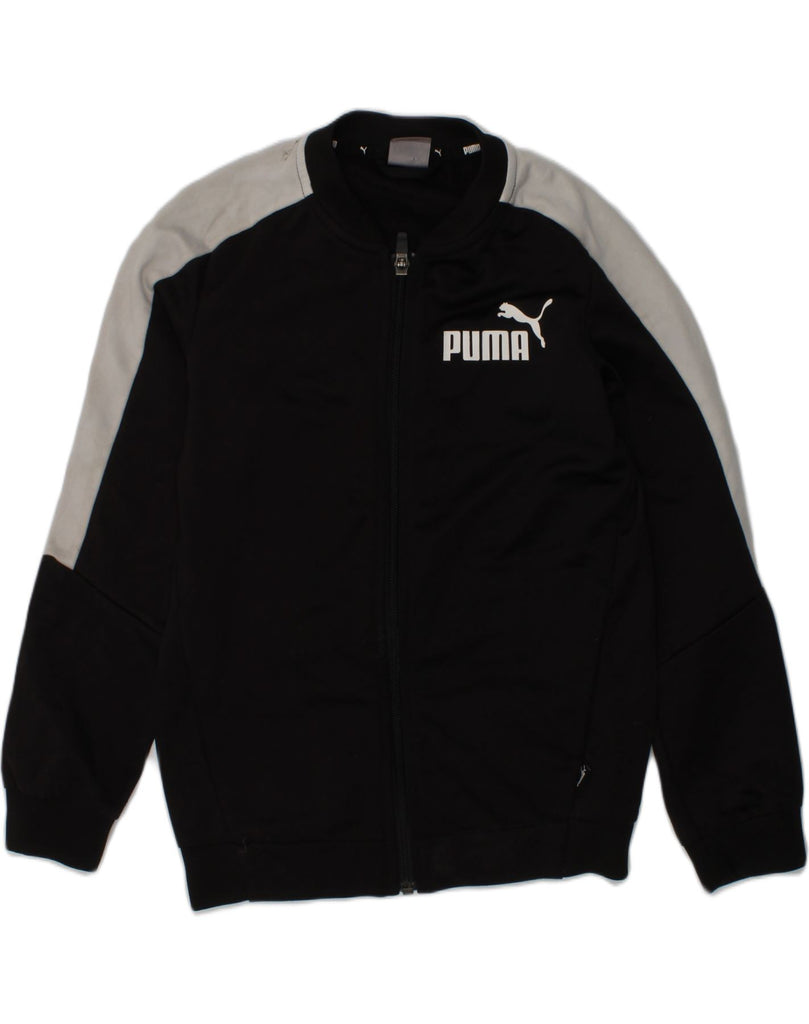 PUMA Boys Graphic Tracksuit Top Jacket 7-8 Years Black Polyester | Vintage Puma | Thrift | Second-Hand Puma | Used Clothing | Messina Hembry 