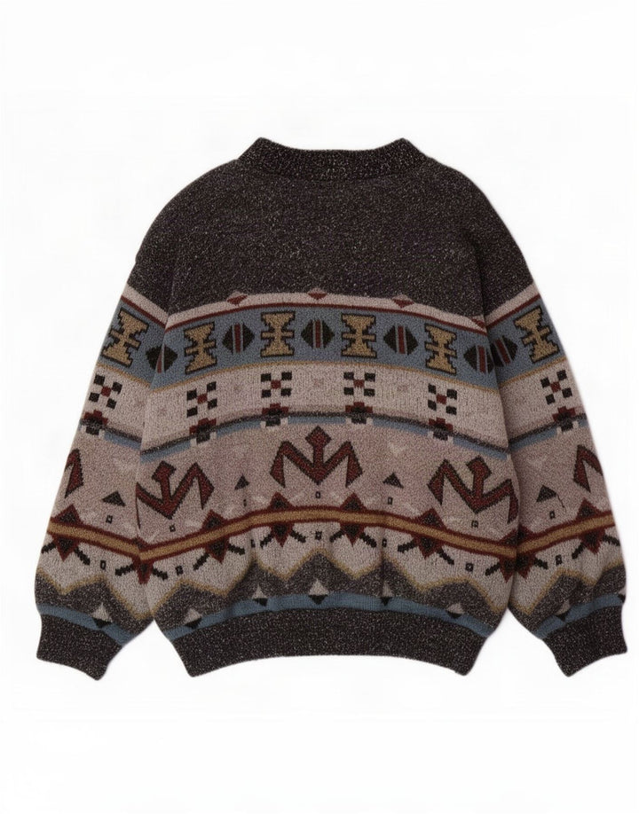 Darwin Mens Knit Bomber Jacket IT 54 2XL Grey Geometric Acrylic